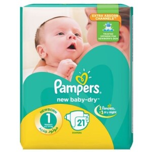 Pampers New Baby Dry Diapers Value Pack Size 1 (21 Pcs)