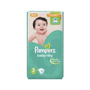 Pampers Baby Dry Diapers Medium Size 3 (72 Pcs)