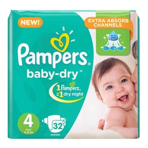 Pampers Large Size 4 Baby Diapers (32 Pcs)